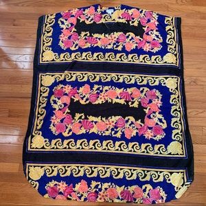 Vintage Boho Beach Sea Shell Brocade Print Muu Muu oversized Kaftan Robe Dress